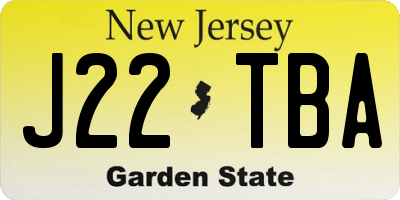 NJ license plate J22TBA