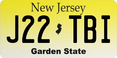 NJ license plate J22TBI