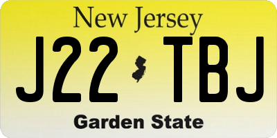 NJ license plate J22TBJ