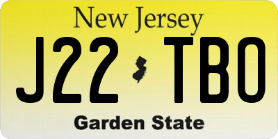 NJ license plate J22TBO
