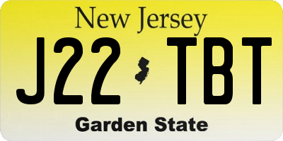 NJ license plate J22TBT