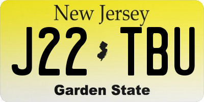 NJ license plate J22TBU