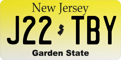NJ license plate J22TBY