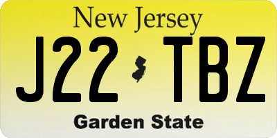 NJ license plate J22TBZ