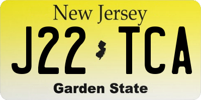 NJ license plate J22TCA