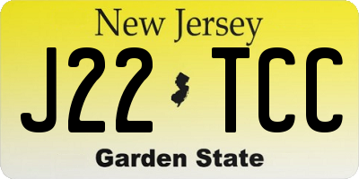 NJ license plate J22TCC