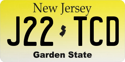 NJ license plate J22TCD