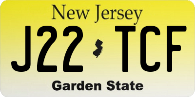 NJ license plate J22TCF