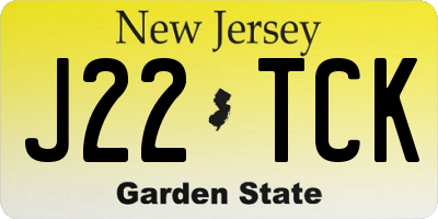 NJ license plate J22TCK