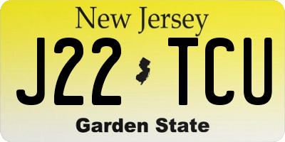 NJ license plate J22TCU