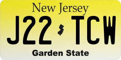 NJ license plate J22TCW