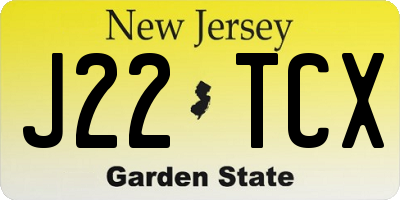 NJ license plate J22TCX
