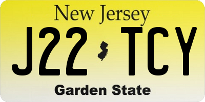 NJ license plate J22TCY