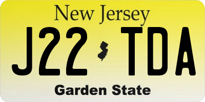 NJ license plate J22TDA