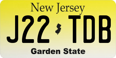 NJ license plate J22TDB