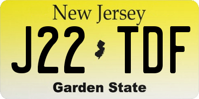 NJ license plate J22TDF