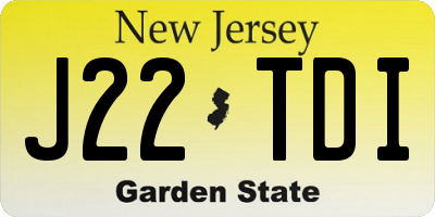 NJ license plate J22TDI