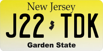 NJ license plate J22TDK
