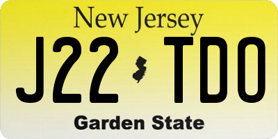 NJ license plate J22TDO