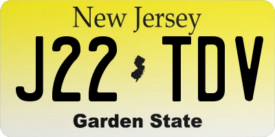 NJ license plate J22TDV