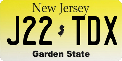 NJ license plate J22TDX