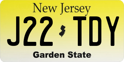 NJ license plate J22TDY