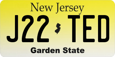 NJ license plate J22TED
