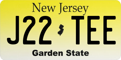 NJ license plate J22TEE