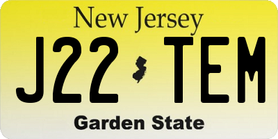 NJ license plate J22TEM