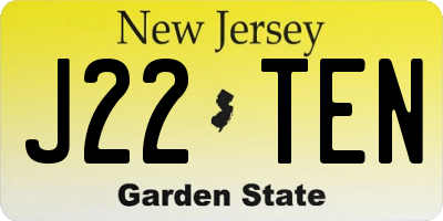 NJ license plate J22TEN