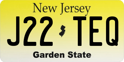 NJ license plate J22TEQ