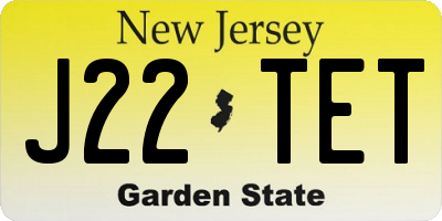 NJ license plate J22TET