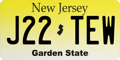 NJ license plate J22TEW