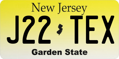 NJ license plate J22TEX