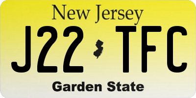 NJ license plate J22TFC