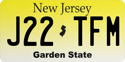 NJ license plate J22TFM