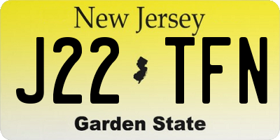 NJ license plate J22TFN
