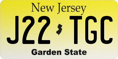 NJ license plate J22TGC