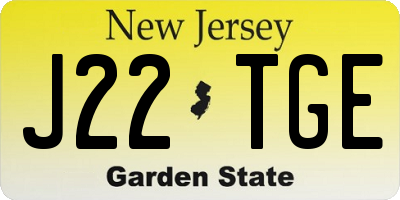 NJ license plate J22TGE
