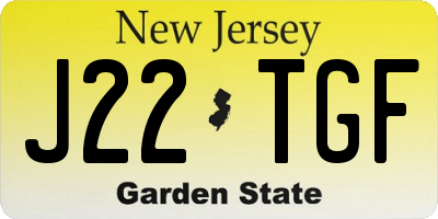 NJ license plate J22TGF