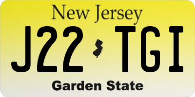 NJ license plate J22TGI