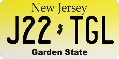 NJ license plate J22TGL