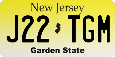 NJ license plate J22TGM