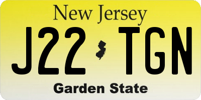 NJ license plate J22TGN