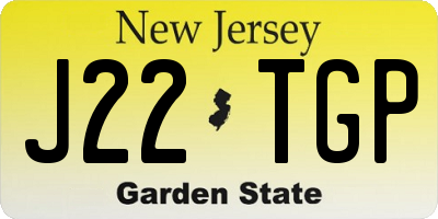 NJ license plate J22TGP
