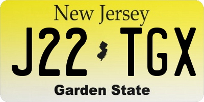 NJ license plate J22TGX