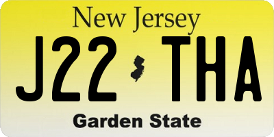 NJ license plate J22THA