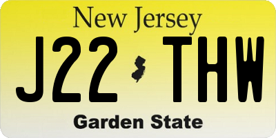 NJ license plate J22THW