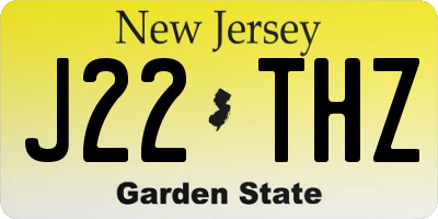 NJ license plate J22THZ