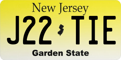 NJ license plate J22TIE